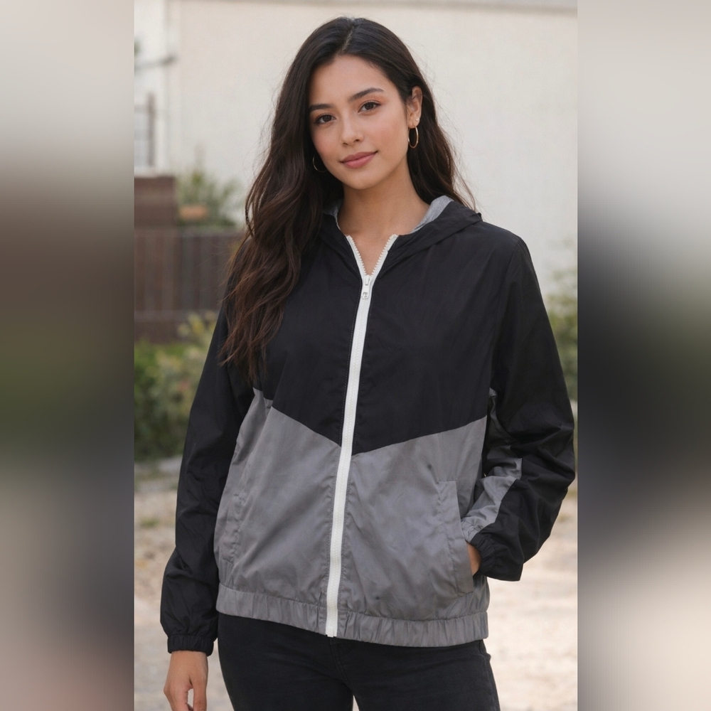 Pink Rose Black and Gray Utility Jacket